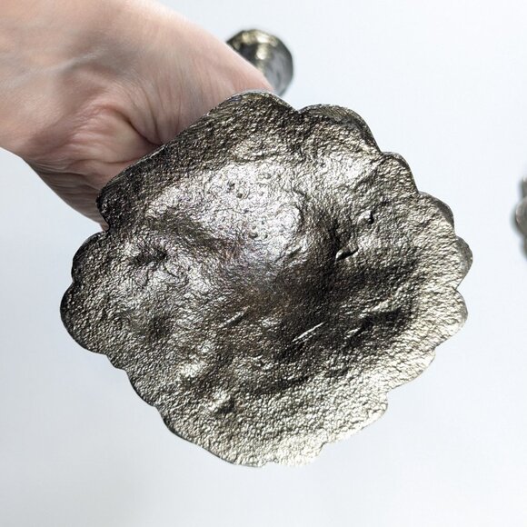 Pair of modernist candlesticks, Brutalist style MCM home décor - Picture 7 of 11